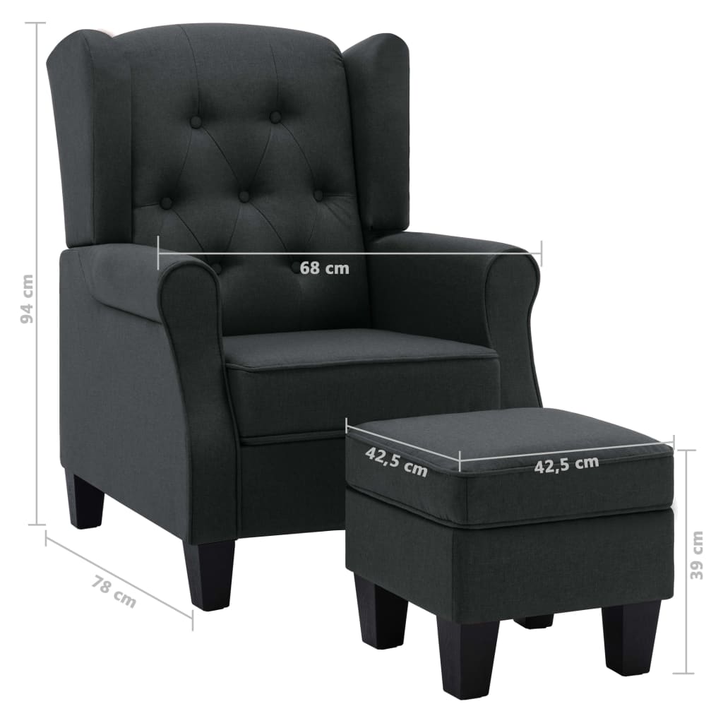 Fauteuil avec repose-pied Gris foncé Tissu - XIOS