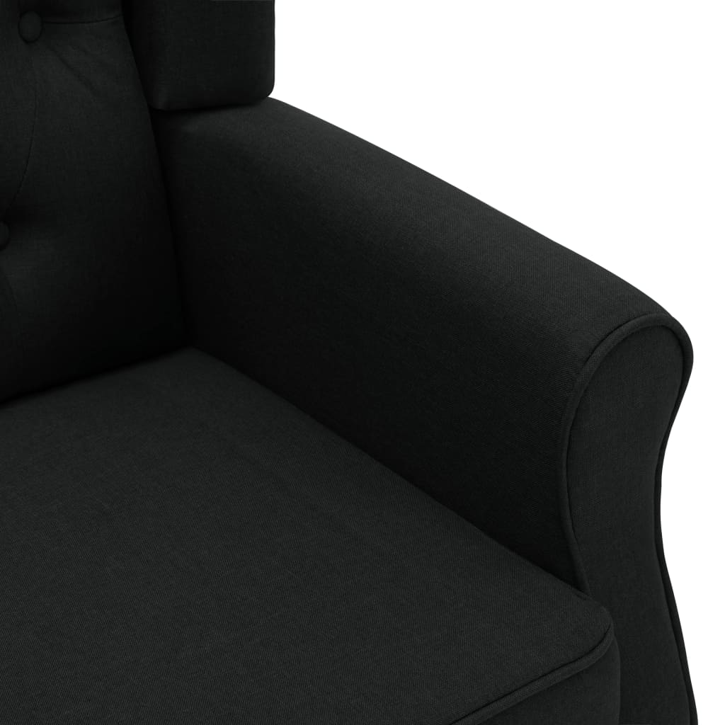 Fauteuil avec repose-pied Noir Tissu Fauteuils vidaXL   