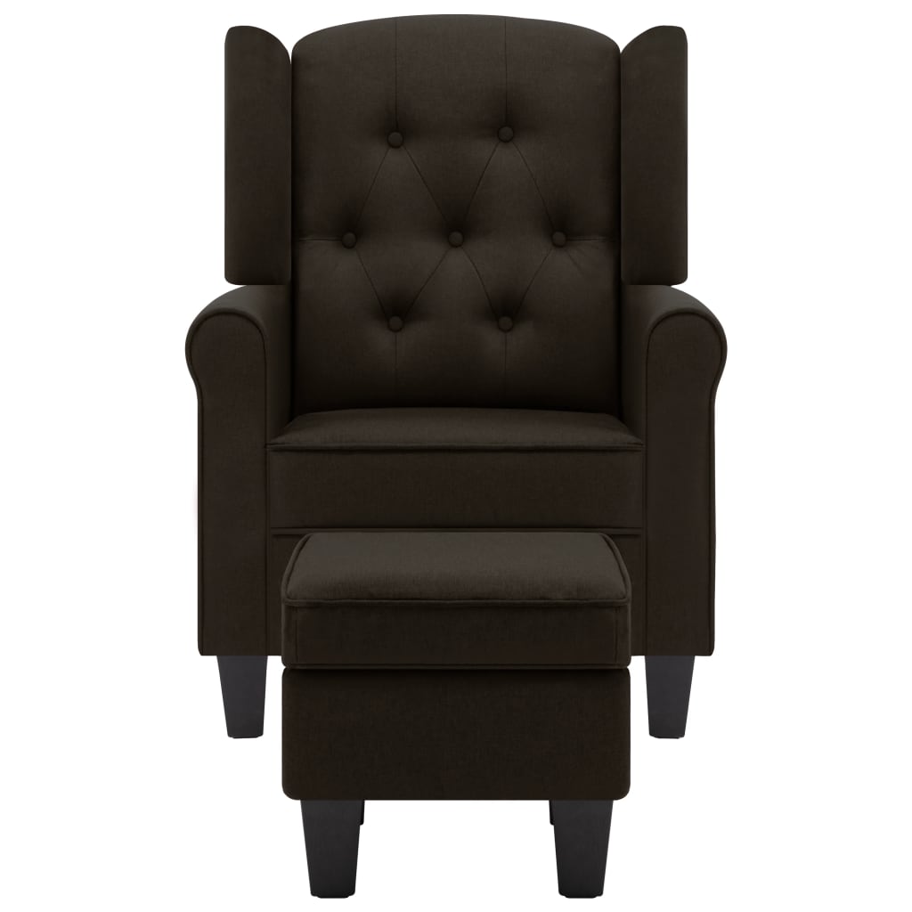Fauteuil avec repose-pied Marron foncé Tissu - XIOS