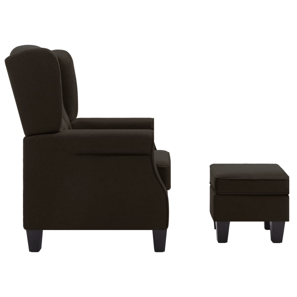 Fauteuil avec repose-pied Marron foncé Tissu - XIOS