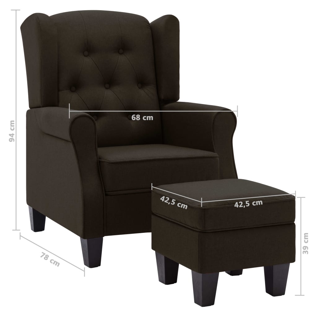 Fauteuil avec repose-pied Marron foncé Tissu - XIOS