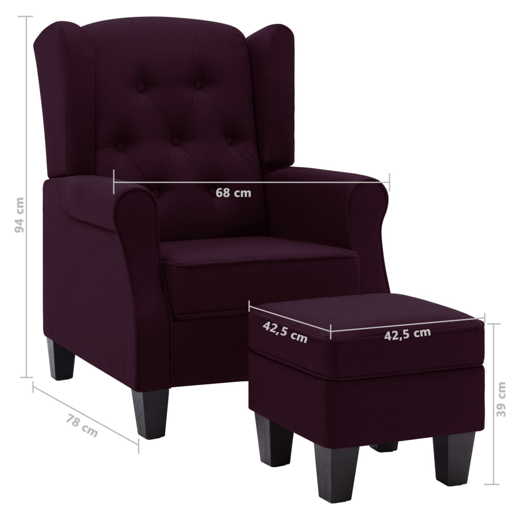 Fauteuil avec repose-pied Violet Tissu - XIOS