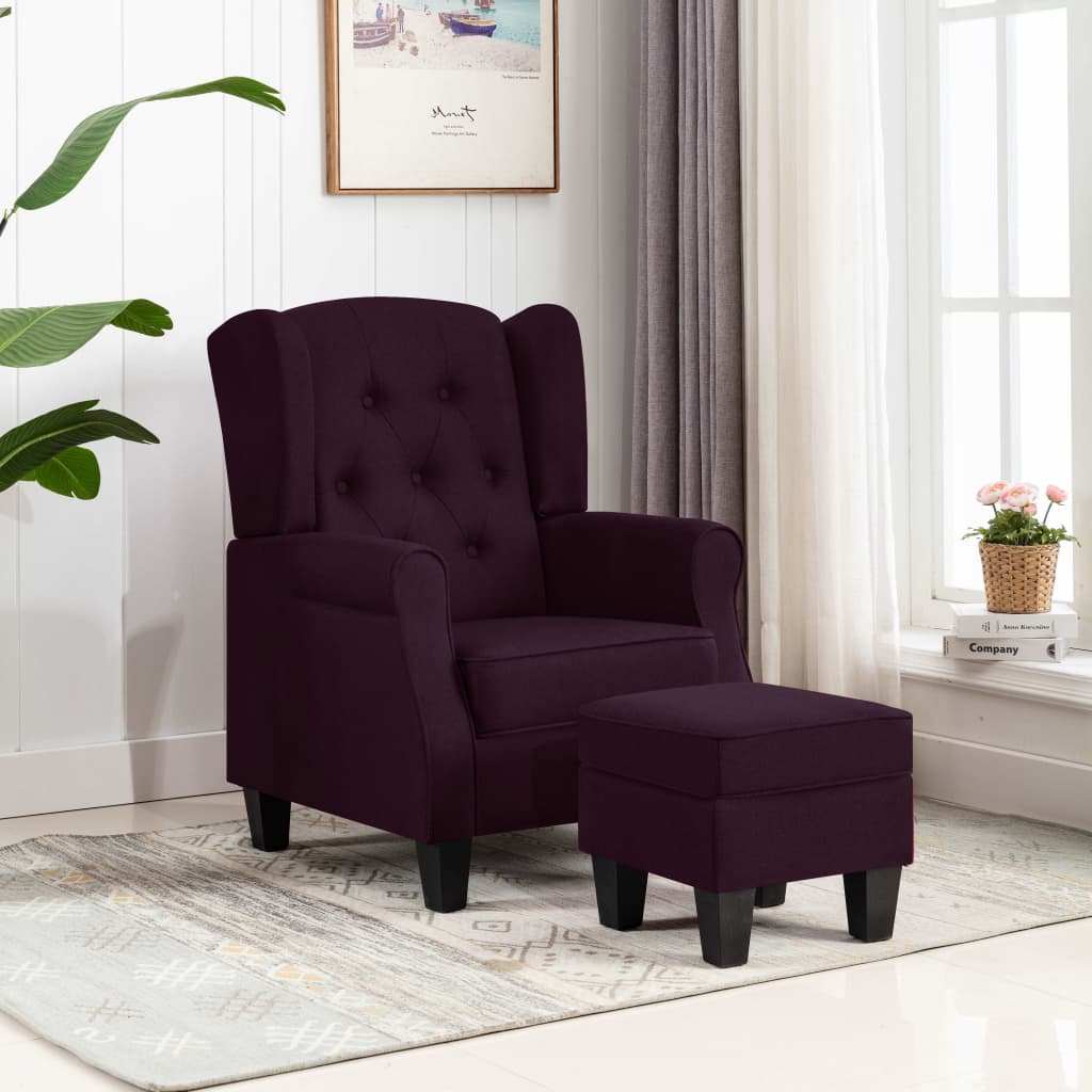 Fauteuil avec repose-pied Violet Tissu - XIOS