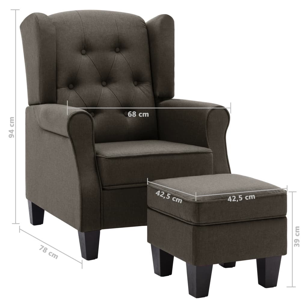 Fauteuil avec repose-pied Taupe Tissu - XIOS