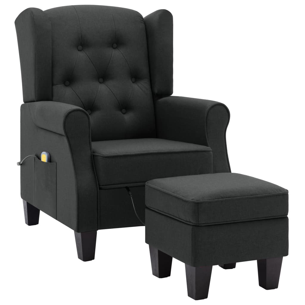 Fauteuil de massage avec repose-pied Gris foncé Tissu