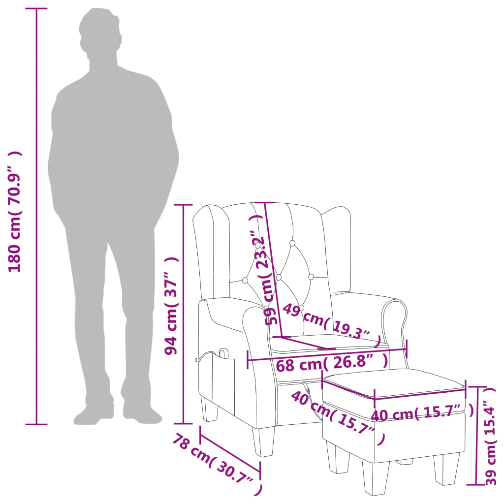 Fauteuil de massage avec repose-pied vert foncé tissu - XIOS