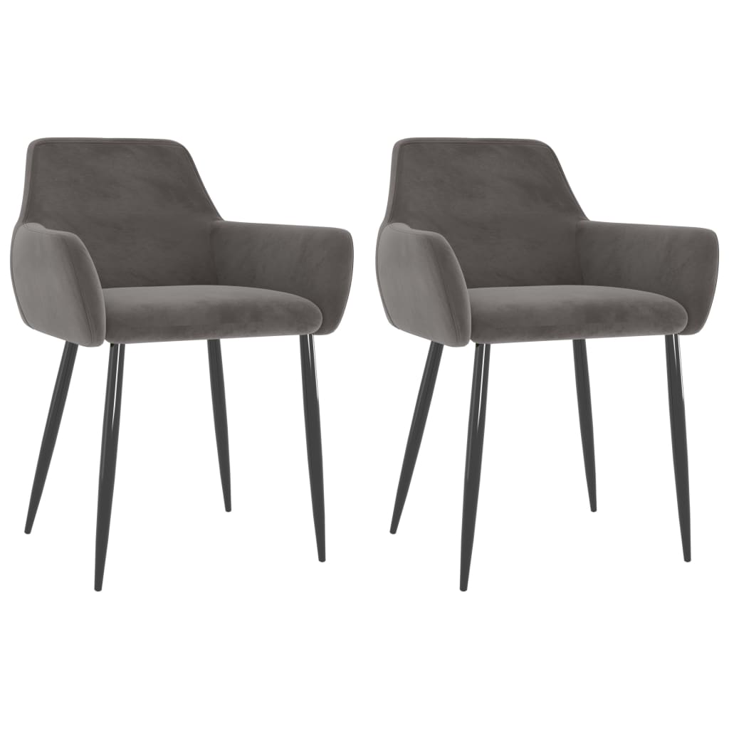 Chaises à manger lot de 2 Gris foncé Velours - XIOS