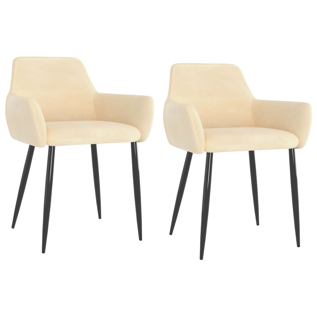 Chaises à manger lot de 2 Crème Velours - XIOS