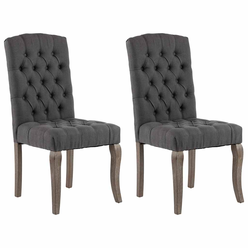 Chaises à manger lot de 2 gris tissu à l'aspect de lin