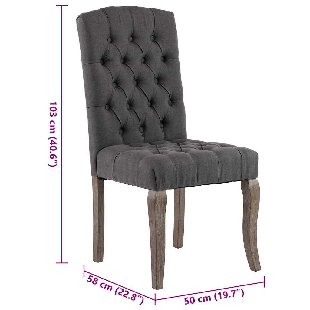 Chaises à manger lot de 2 gris tissu à l'aspect de lin