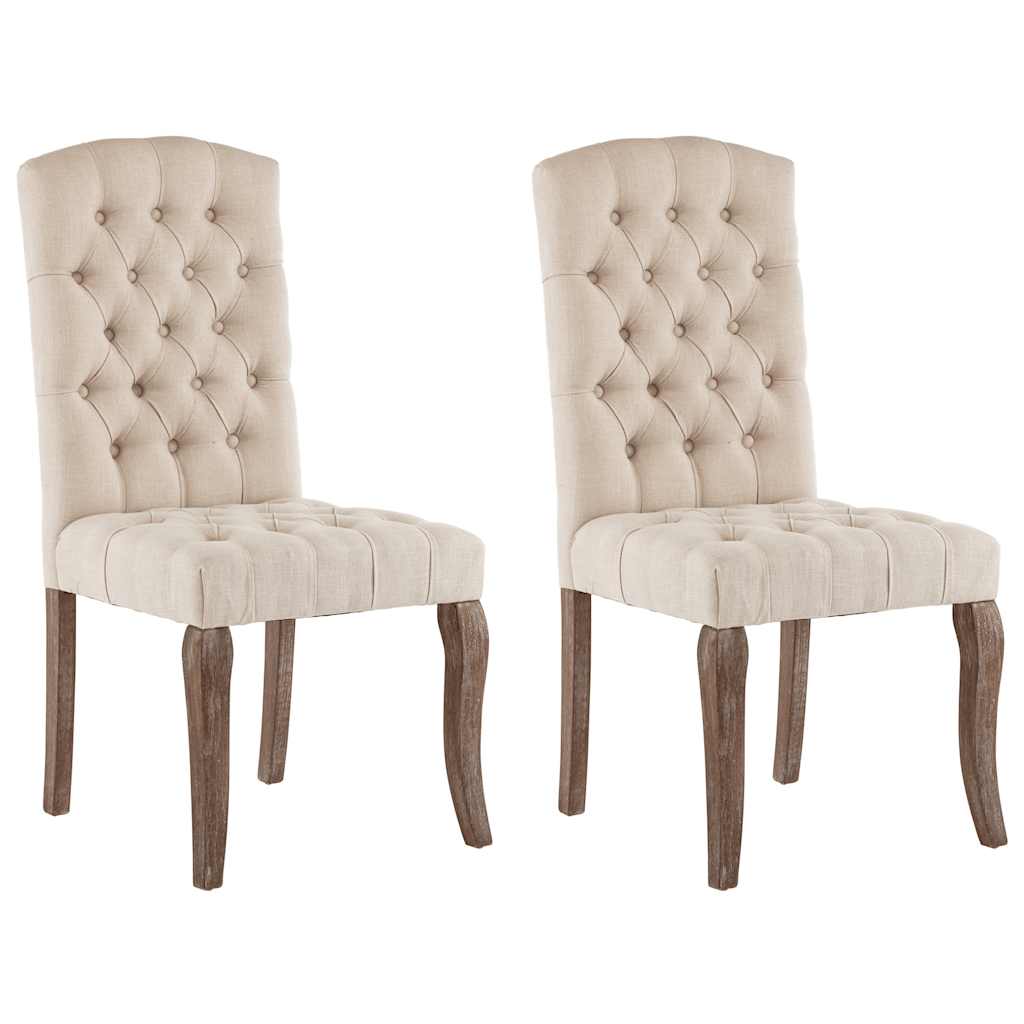 Chaises à manger lot de 2 beige tissu à l'aspect de lin