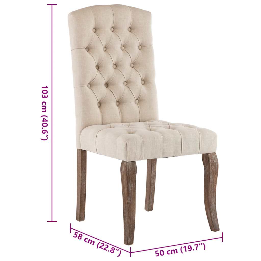 Chaises à manger lot de 2 beige tissu à l'aspect de lin