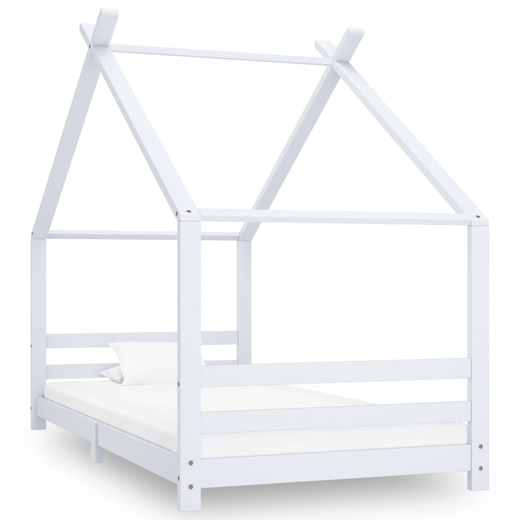 Cadre de lit d'enfant Blanc Bois de pin massif 90x200 cm - XIOS
