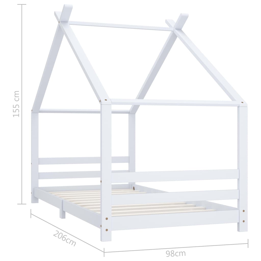 Cadre de lit d'enfant Blanc Bois de pin massif 90x200 cm - XIOS