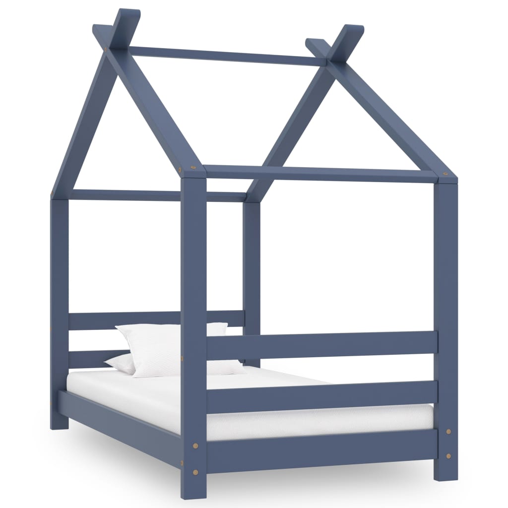 Cadre de lit d'enfant Gris Bois de pin massif 70x140 cm - XIOS
