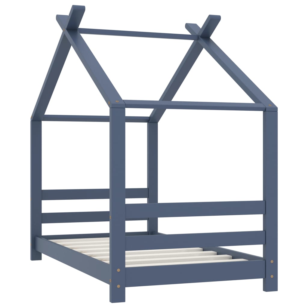 Cadre de lit d'enfant Gris Bois de pin massif 70x140 cm - XIOS