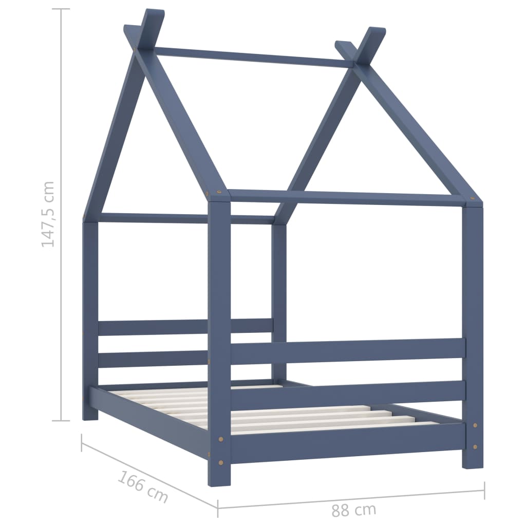 Cadre de lit d'enfant Gris Bois de pin massif 80x160 cm - XIOS