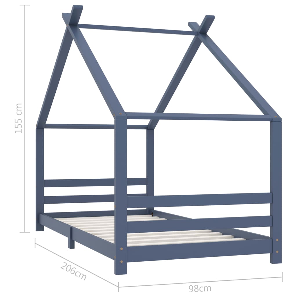 Cadre de lit d'enfant Gris Bois de pin massif 90x200 cm - XIOS