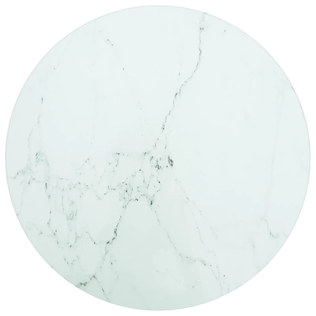 Dessus de table blanc Ø30x0,8cm verre trempé avec design marbre - XIOS