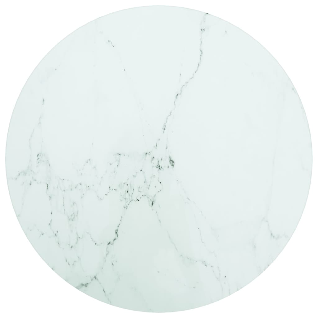 Dessus de table blanc Ø40x0,8cm verre trempé avec design marbre - XIOS
