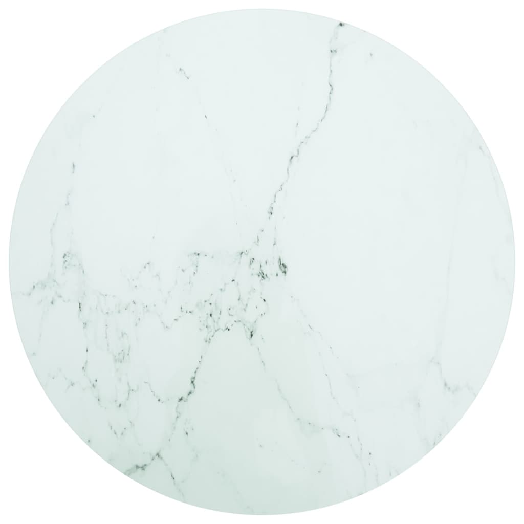 Dessus de table blanc Ø80x1 cm verre trempé avec design marbre - XIOS