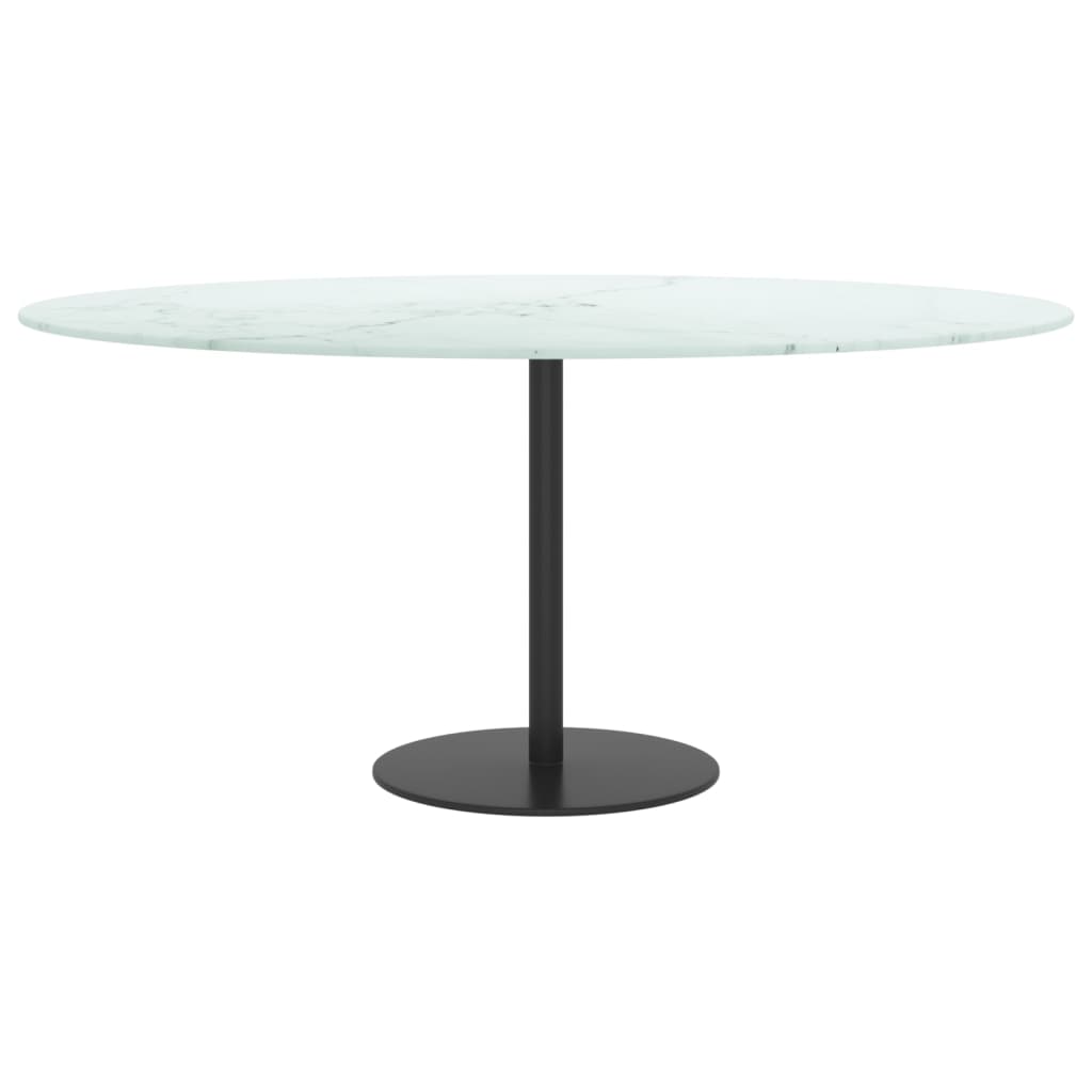Dessus de table blanc Ø90x1 cm verre trempé avec design marbre - XIOS