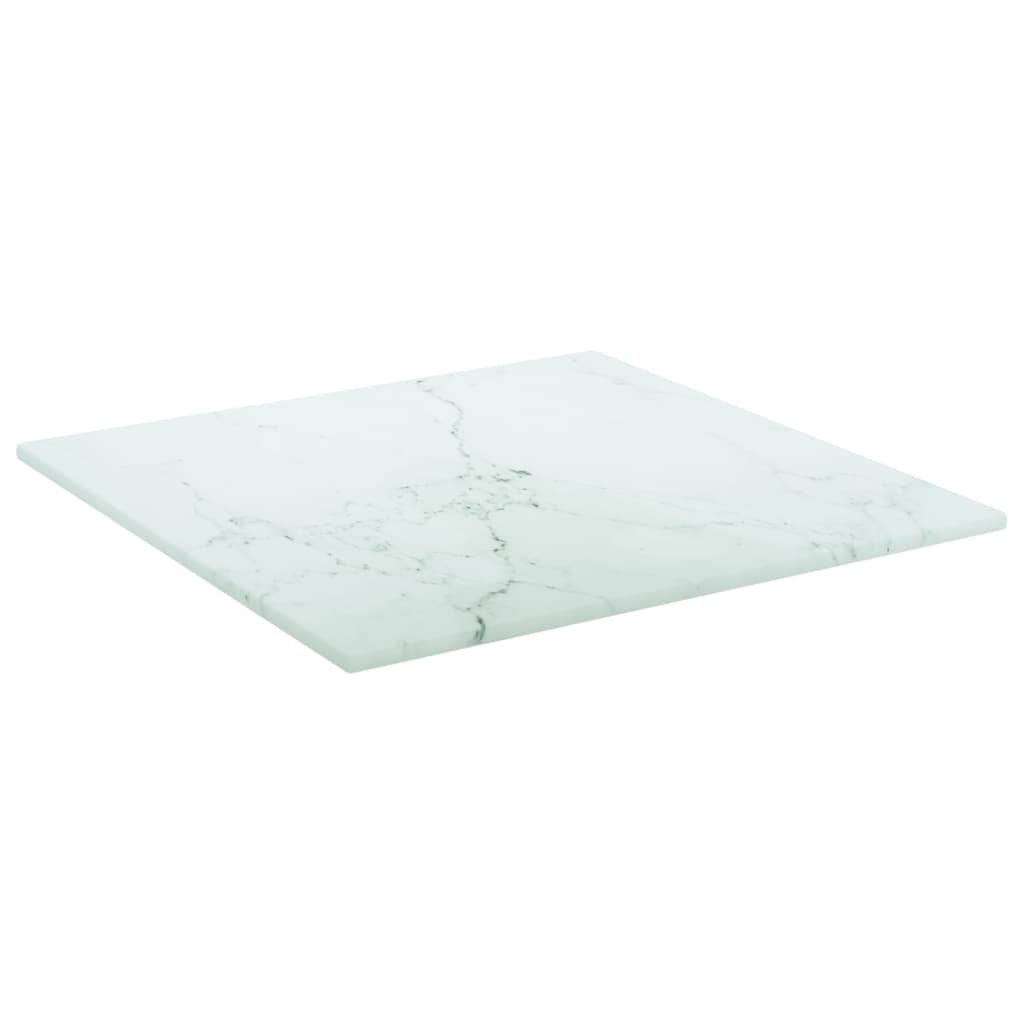 Dessus de table blanc 30x30 cm 6 mm verre trempé design marbre - XIOS