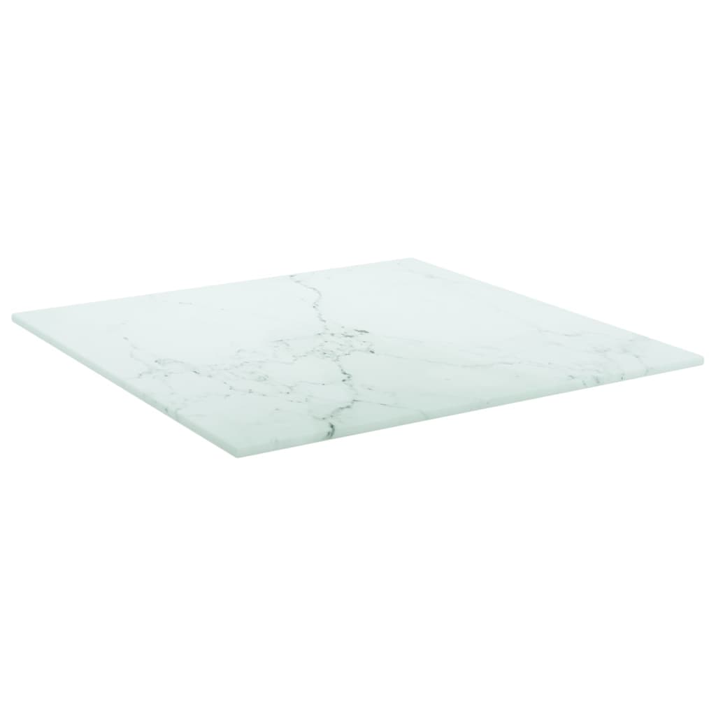 Dessus de table blanc 40x40 cm 6 mm verre trempé design marbre - XIOS