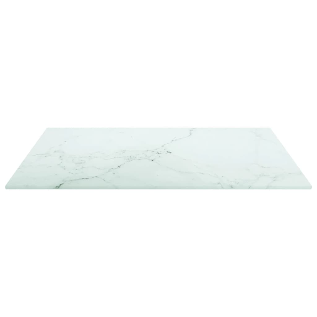 Dessus de table blanc 50x50 cm 6 mm verre trempé design marbre - XIOS
