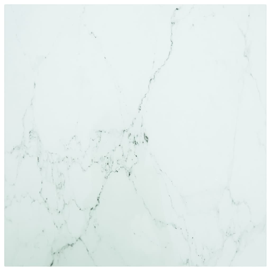 Dessus de table blanc 70x70 cm 6 mm verre trempé design marbre - XIOS