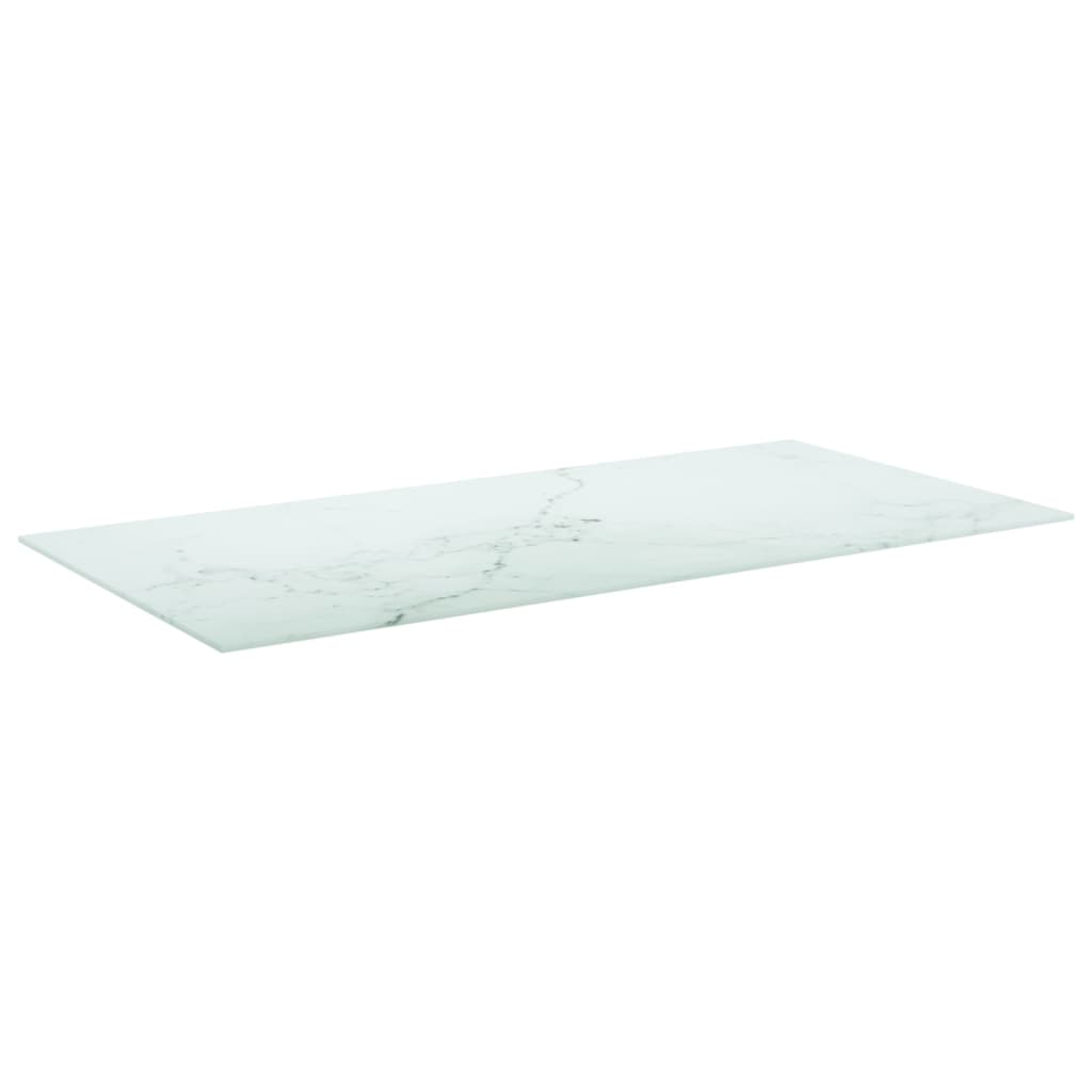 Dessus de table blanc 100x50 cm 6 mm verre trempé design marbre - XIOS