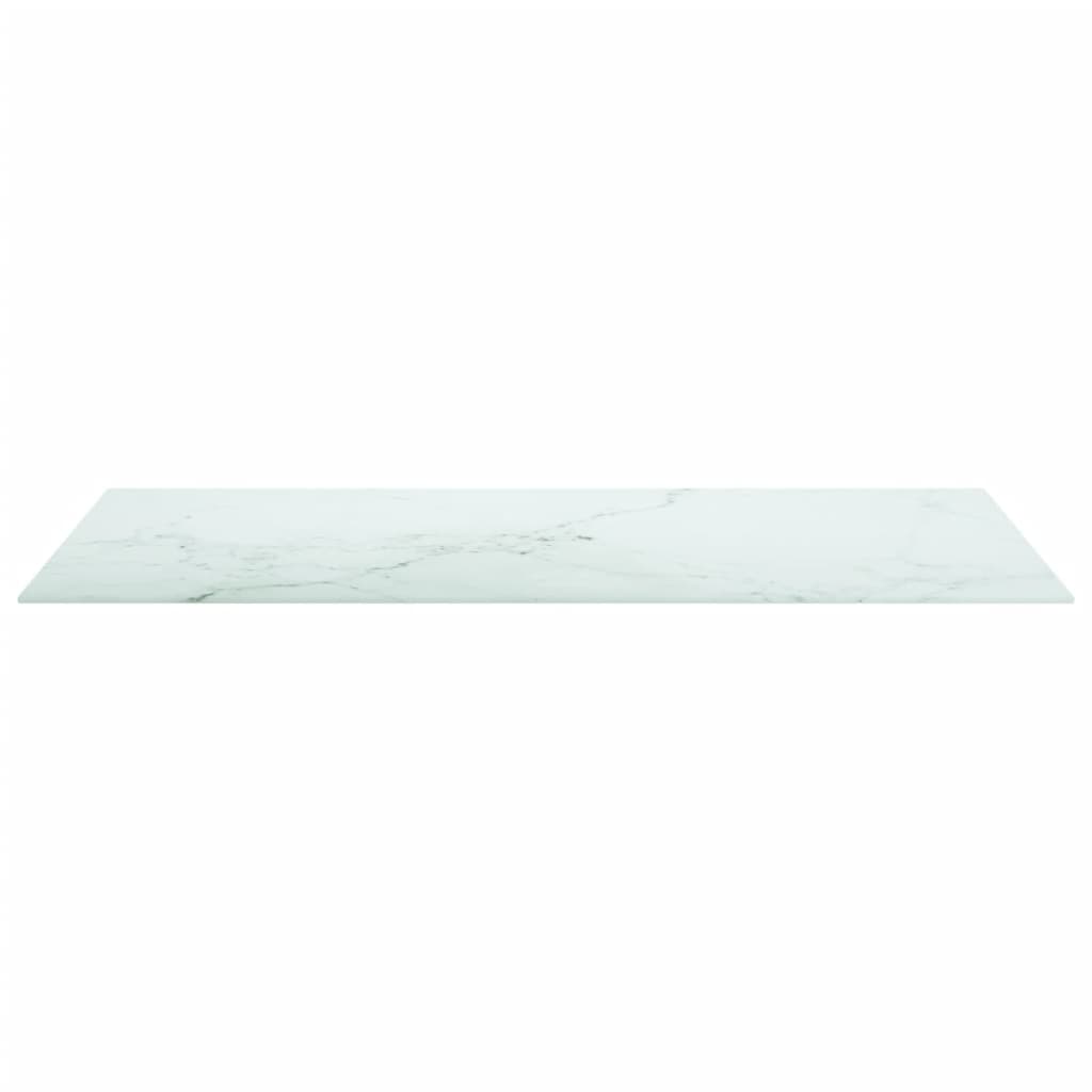 Dessus de table blanc 100x50 cm 6 mm verre trempé design marbre - XIOS