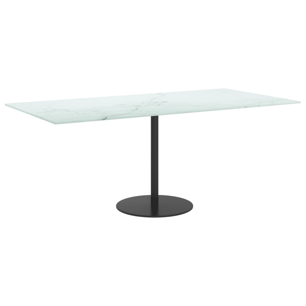 Dessus de table blanc 100x50 cm 6 mm verre trempé design marbre - XIOS