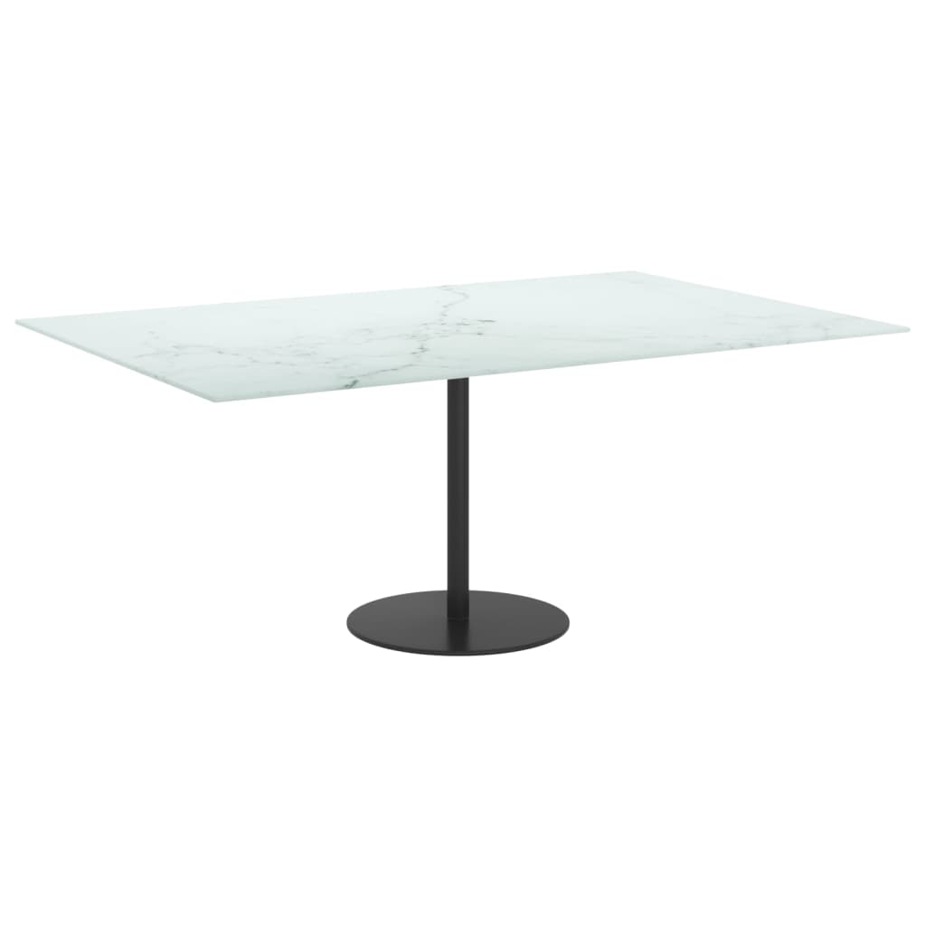 Dessus de table blanc 100x62 cm 8 mm verre trempé design marbre - XIOS