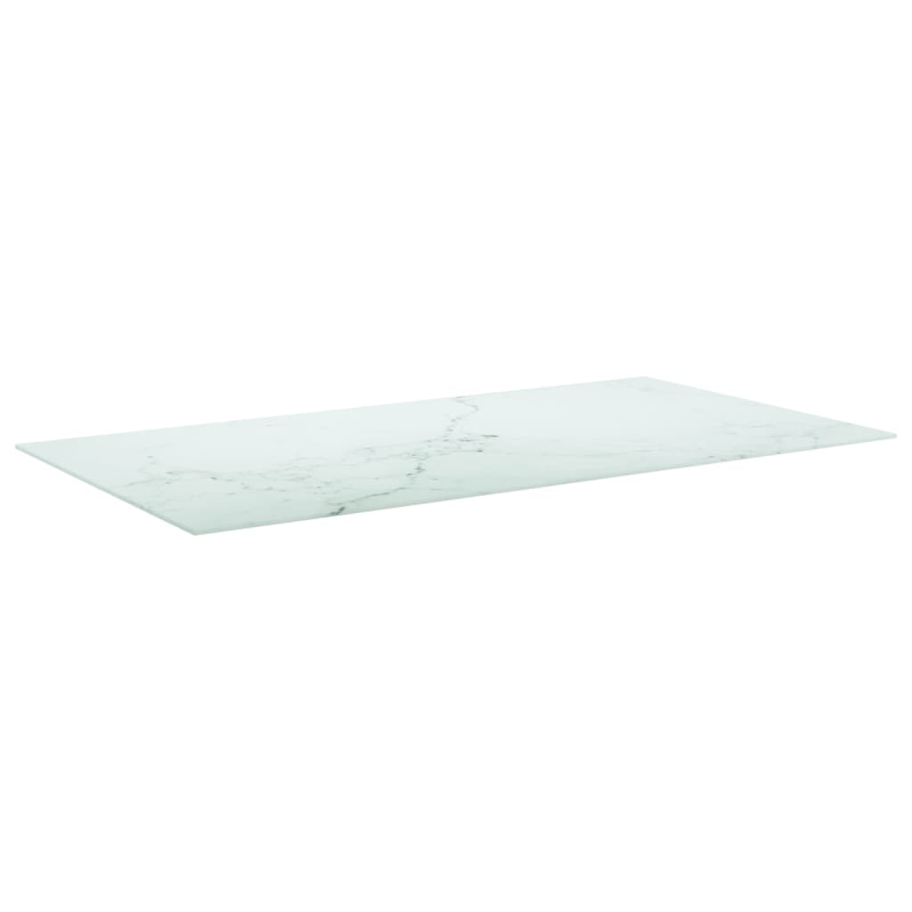Dessus de table blanc 120x65 cm 8 mm verre trempé design marbre - XIOS