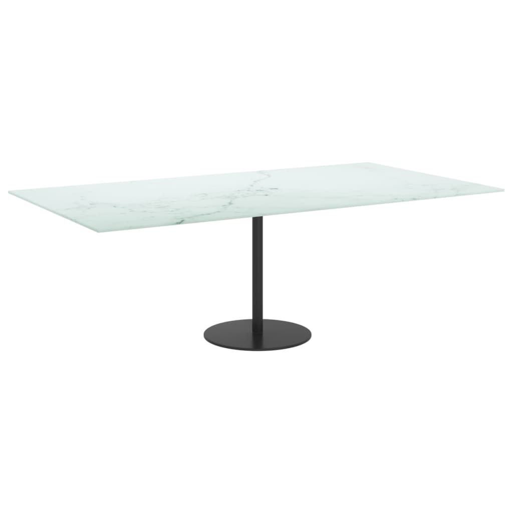 Dessus de table blanc 120x65 cm 8 mm verre trempé design marbre - XIOS