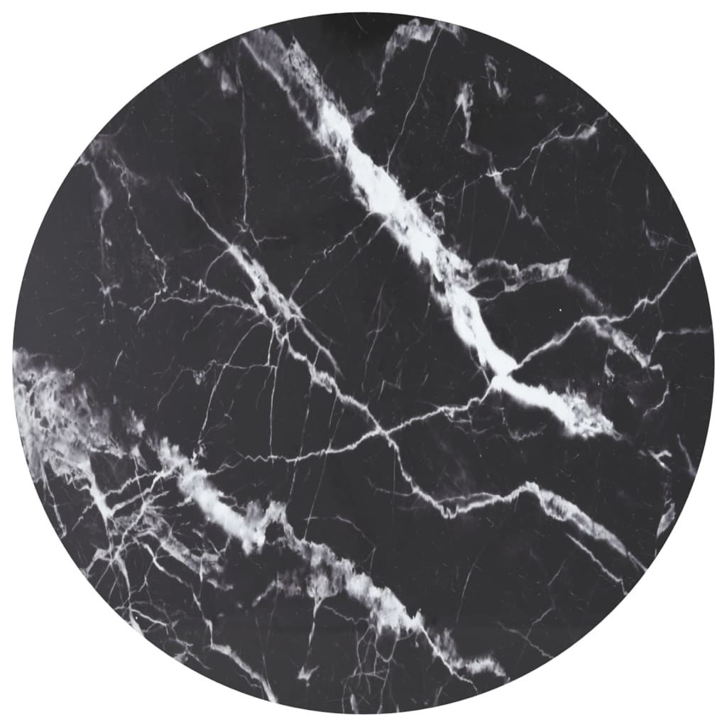 Dessus de table noir Ø90x1 cm verre trempé avec design marbre - XIOS
