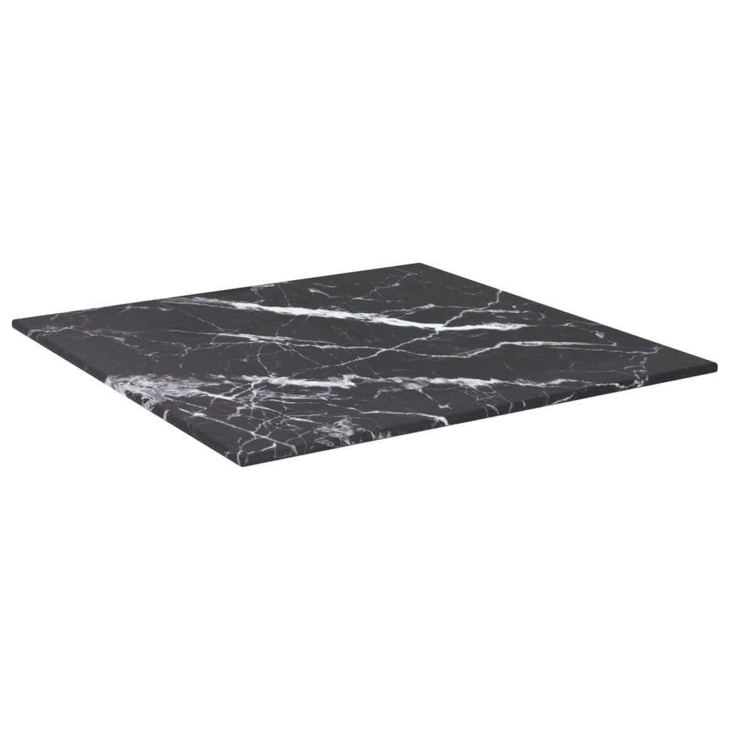 Dessus de table noir 40x40 cm 6 mm verre trempé design marbre - XIOS