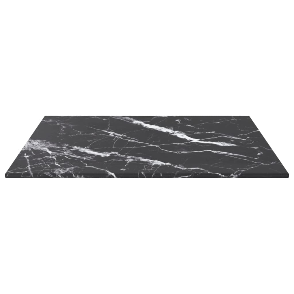 Dessus de table noir 40x40 cm 6 mm verre trempé design marbre - XIOS