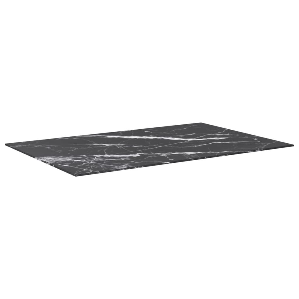 Dessus de table noir 100x62 cm 8 mm verre trempé design marbre - XIOS