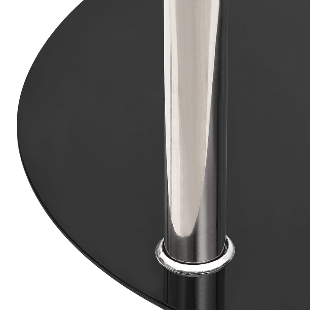 Table d'appoint 2 niveaux Transparent et noir 38cm Verre trempé - XIOS