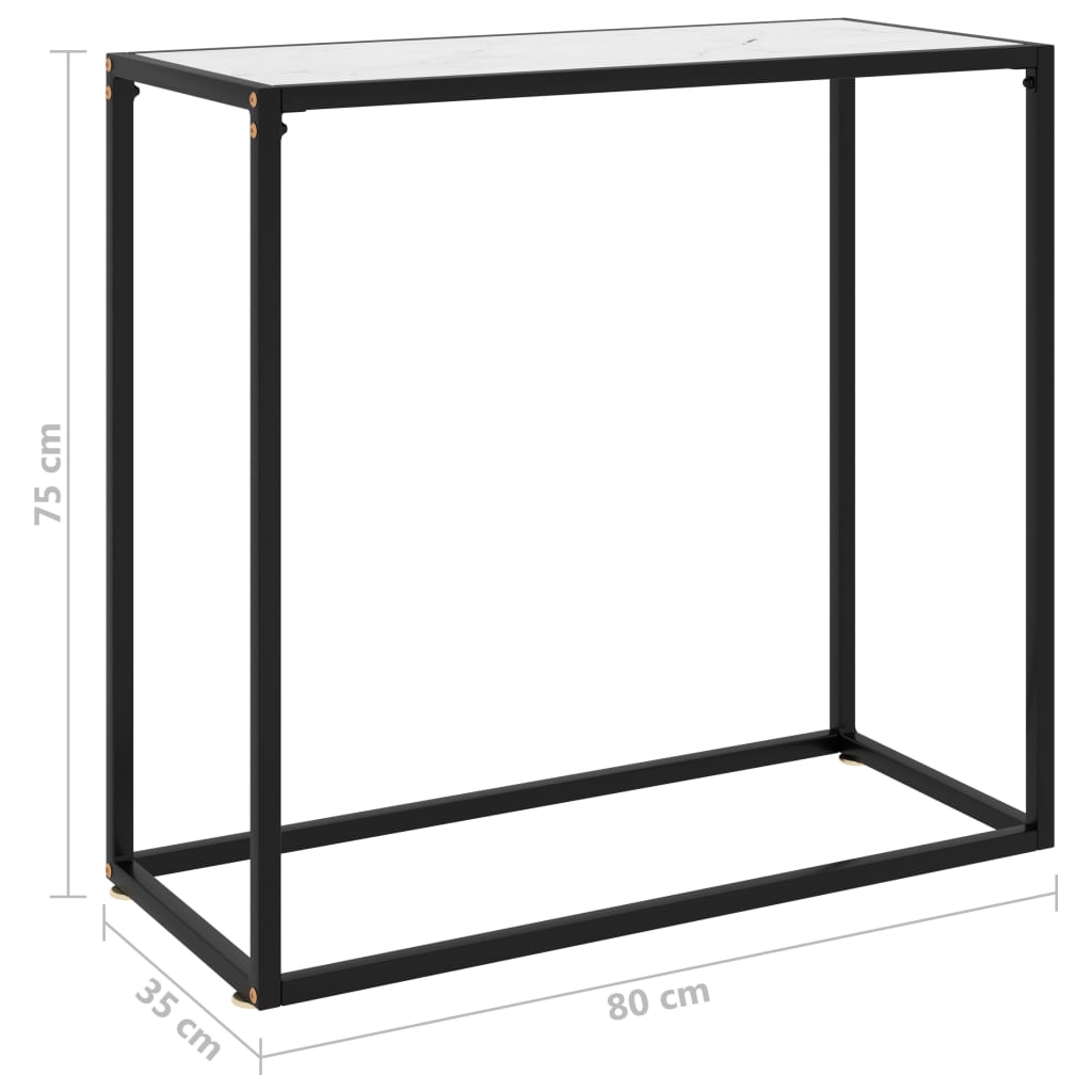 Table console Blanc 80x35x75 cm Verre trempé - XIOS
