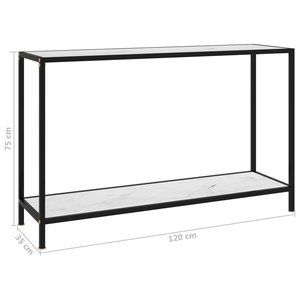 Table console Blanc 120x35x75 cm Verre trempé - XIOS