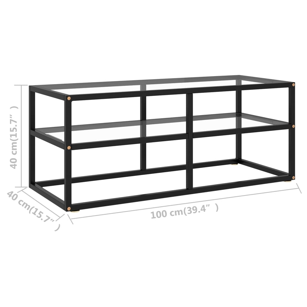 Meuble TV avec verre trempé Noir 100x40x40 cm - XIOS