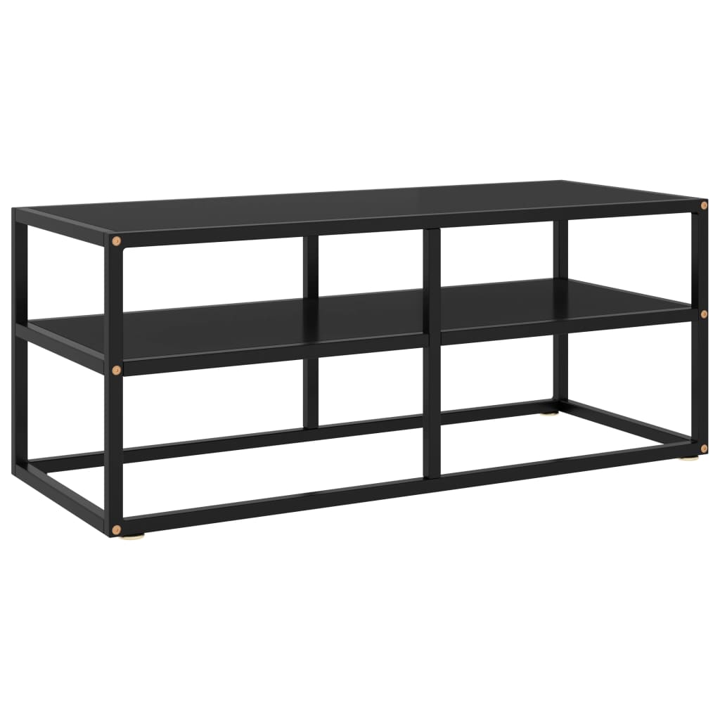 Meuble TV noir avec verre noir 100x40x40 cm