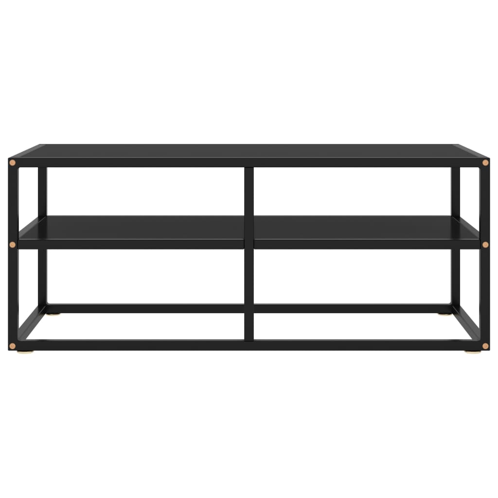 Meuble TV noir avec verre noir 100x40x40 cm