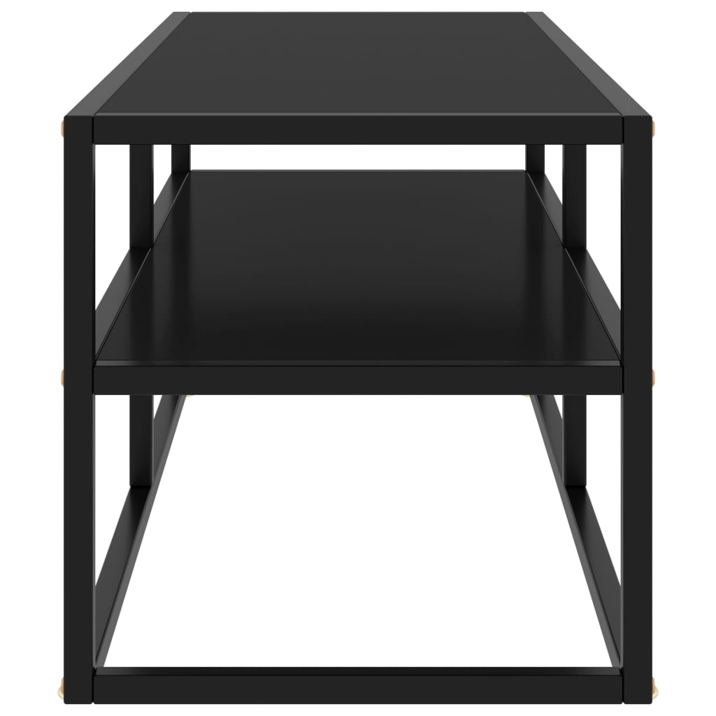 Meuble TV noir avec verre noir 100x40x40 cm