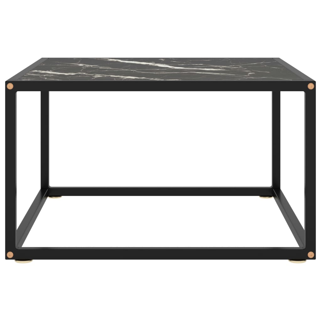 Table basse Noir avec verre marbre noir 60x60x35 cm - XIOS