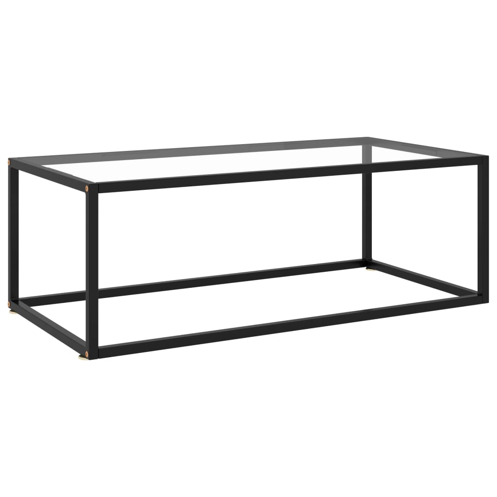 Table basse Noir avec verre trempé 100x50x35 cm XIOS