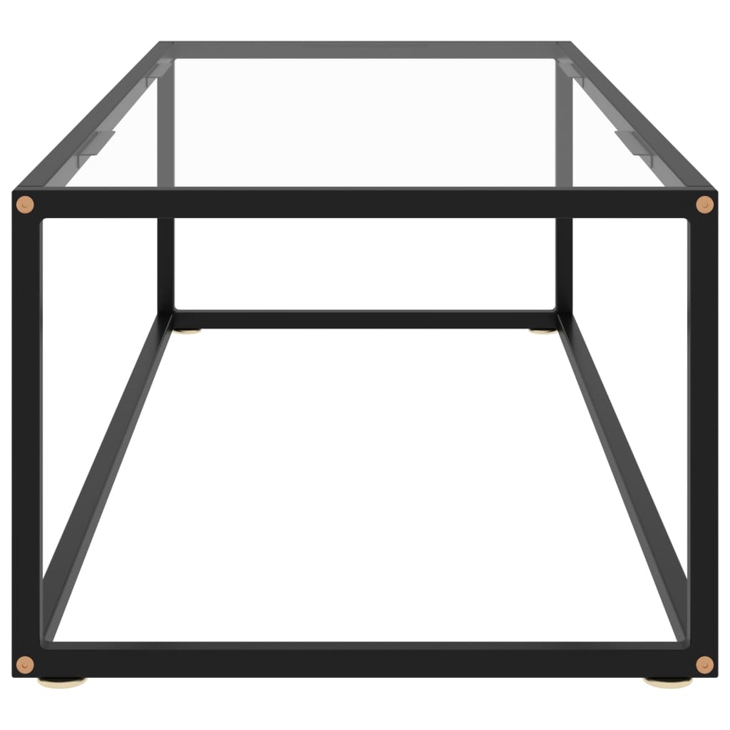 Table basse Noir avec verre trempé 120x50x35 cm